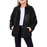 Arshiner Girls Fleece Jacket Sherpa Fall Winter Full Zip Fuzzy Coat Outwear with Pockets