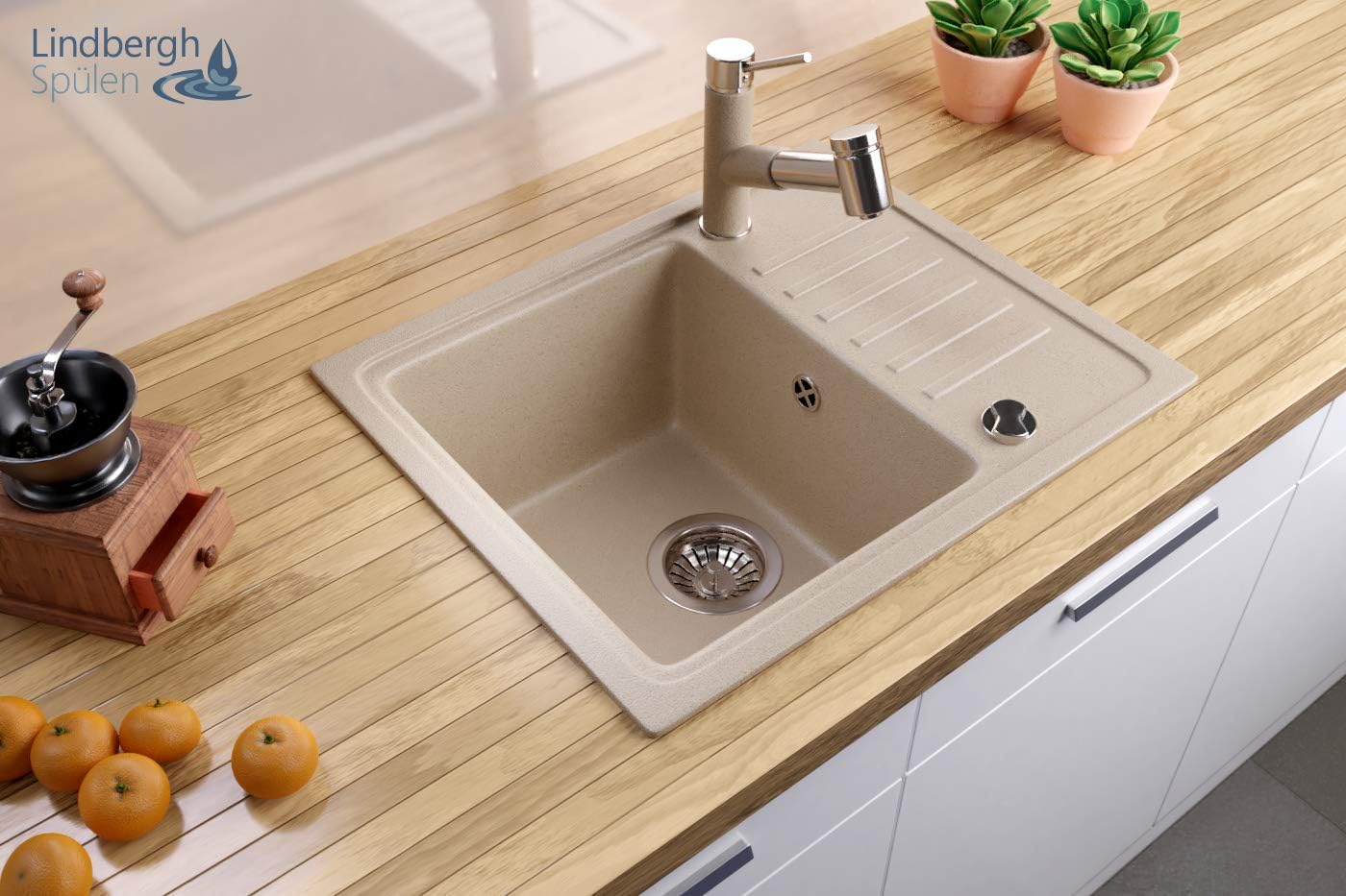 LINDBERGH® Granit SpüleSIM22 555 x 455 mm mit Siphon Verbundstoffe MADE