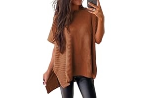 SHEWIN Womens Tops Crewneck Short Sleeve Sweater Causal Tunic Tops Lightweight Summer Sweaters for Women