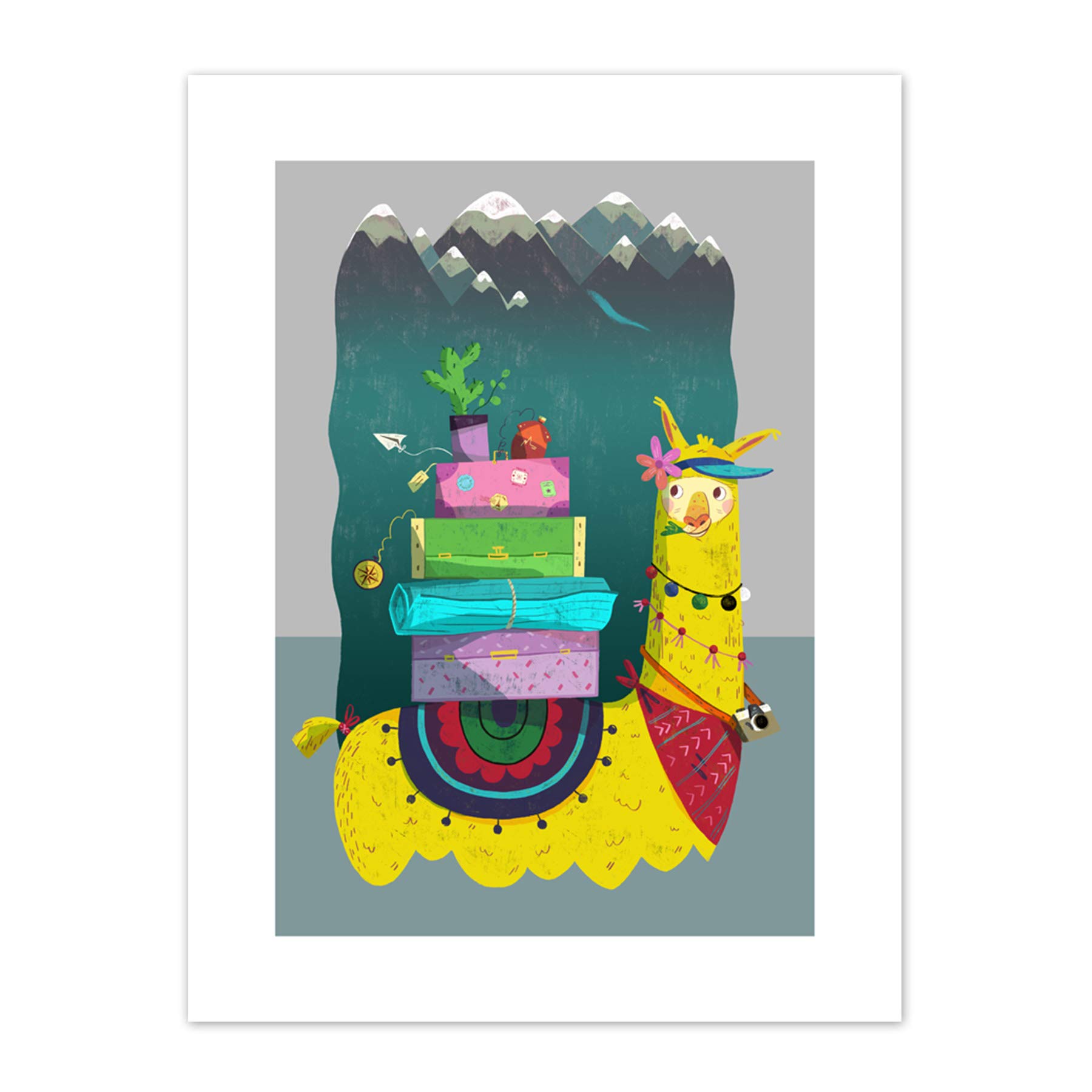 Wee Blue Coo Travelling Llama Canvas Art Print