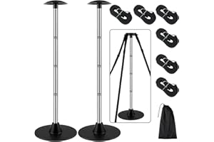 VEITHI Boat Cover Support Poles 2 Pack, Stainless Steel Pole Boat Cover Support System with Webbing Strap, 4-Stage Extension Adjustable Height of 16”-59”, for Boat Covers Prevent Water from Accumulation