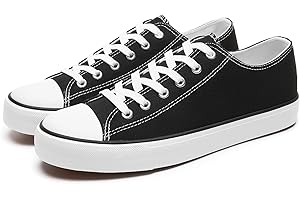 yageyan Men Canvas Low top Shoes Classic Casual Sneakers Black and White Fashion Shoes