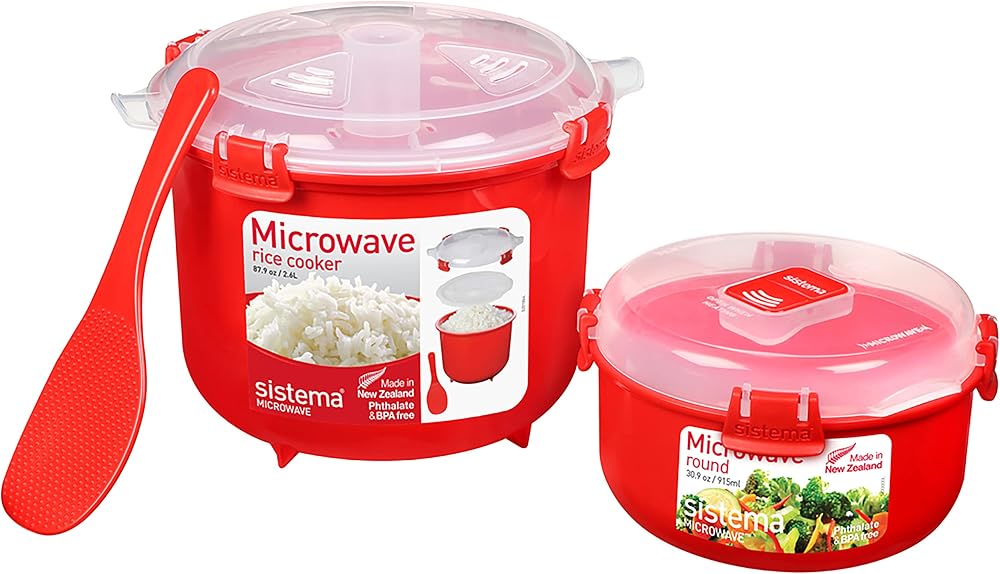 Sistema Microwave Rice Cooker & Round Container Set 2.6L 915ml BPA-Free