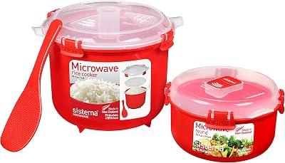 Sistema Microwave Rice Cooker & Round Container Set 2.6L 915ml BPA-Free