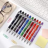 Firtink 10 Pcs Inspirational Quote Pens with Stylus Tip Black Ink Metal Pens view 3