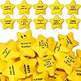 Silipull 100 Pcs Motivational Star Stress Balls Bulk Anxiety Stress Relief Balls Inspirational Mini Foam Star Toys Stuff for Adults Prizes Gifts Fidget Toys Party Supplies, Yellow (10 Style)