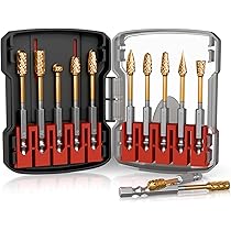 CATITO 10 Pcs 1/4" Carbide Burr Set With Quick Change 1/4" Shank, Die Grinder Bits For Metal, Wood, Stone, And Deburring - Compatible With Milwaukee, Dewalt, And Other Rotary Tools - View #6