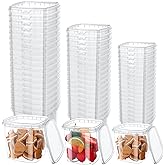 Sliner 60 Sets Square Deli Containers with Lids Clear Food Storage Containers Plastic Freezer Microwaveable Safe Deli Cups Leak Proof Airtight Meat for Restaurant(32oz, 16oz, 8oz)