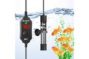 AQUAMIRACLE AquaMiralce 15W Aquarium Heater with Compact Size, Submersible Fish Tank Heater with LED Digital Display Thermostat, Adjustable Fish Heater Turtle Heater for 1-3 Gallon Tanks