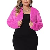 Agnes Orinda Plus Size Jacket for Women Wedding Open Front 2025 Faux Fur Bolero Crop Jackets