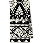 ChissNook Black and White Western Aztec Kitchen Towels, Boho Vintage Western Dish Towels Drying Cloth for Kitchen, Rustic Southwestern Aztec Decorative Hand Towel for Bathroom, 16x24 Inch