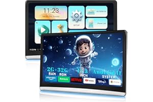 CHEGIF 13.3 Inch 2G+32G Android 11 Dual Car Headrest Video Player,Rear Seat Car TV with 4K IPS Touch Screen,Car Headrest Monitor Support Phone Wireless Connection Mirror Link, HDMI in+Out/Bluetooth/FM/USB