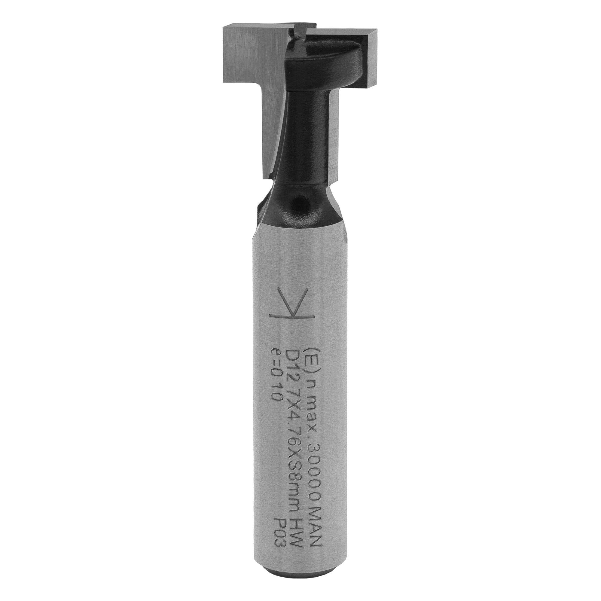 ENT 17731 T-Slot Router bit, Carbide Tungsten, Shank (S) 8 mm, Diameter (D1) 12,7 mm, D2 6,35 mm, NL1 8 mm, NL2 4.8 mm, Z2