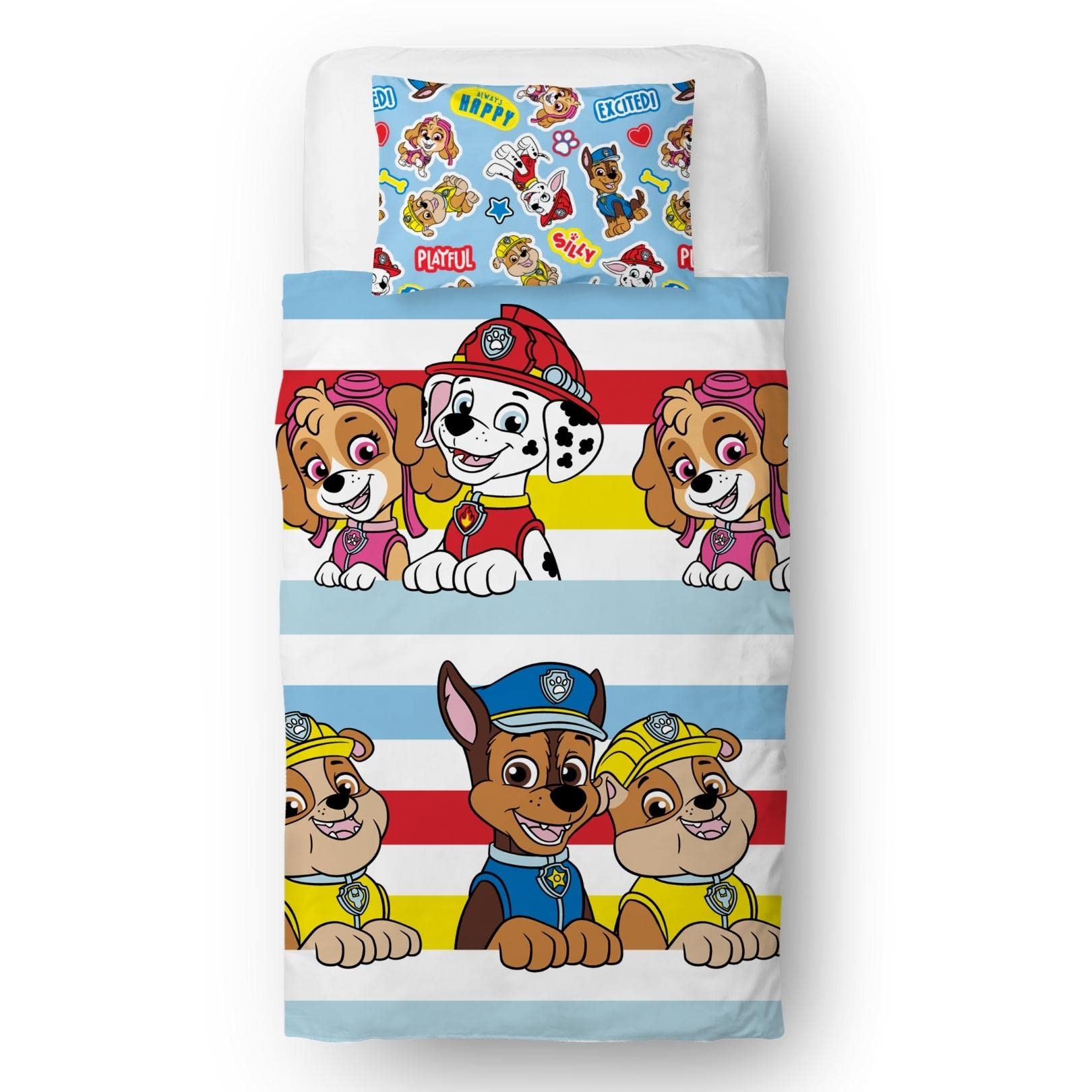PAW PATROL Official Single Childs Duvet Cover Set | Pupster Design Reversible 2 Sided Bedding Including Matching Pillow Case | Brands Single Bed Set