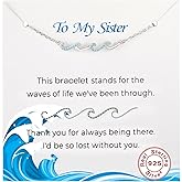 Birthday Gifts for Sister,Unique Valentine's Day Gifts for Her, S925 Sterling Silver Wave Bracelets for Sister,Mom,Wife,Daughter Jewelry from Mom,Jewelry Gifts for Mother's Day,Anniversary,Chrismas
