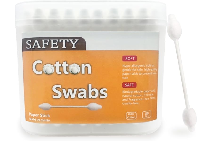 2 Packs 160pcs Safety Cotton Swabs with Large Tip, Baby Cotton Buds