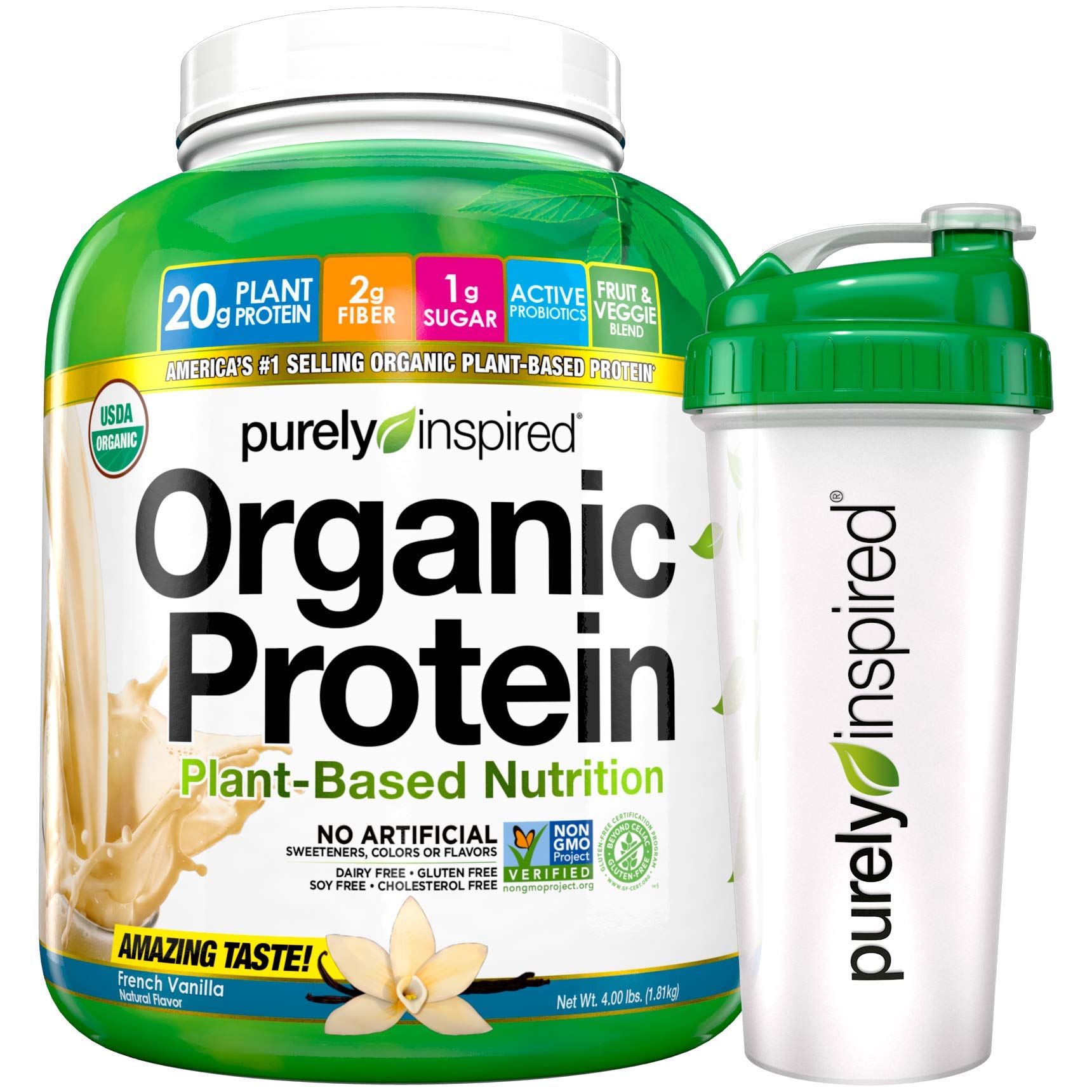 Vegan Protein Powder + Shaker Cup Purely Inspired Organic Protein