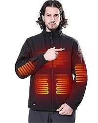 DEWBU Soft Shell Heated Jacket for Men with 12V