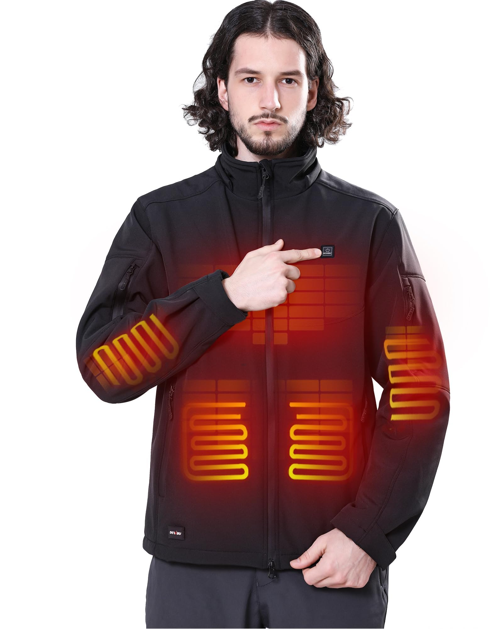 DEWBU Soft Shell Heated Jacket for Men with 12V