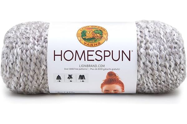 Lion Brand Yarn Homespun Yarn, Soft Bulky Yarn for Knitting, Crocheting, and Crafting, 1 Pack, Clouds