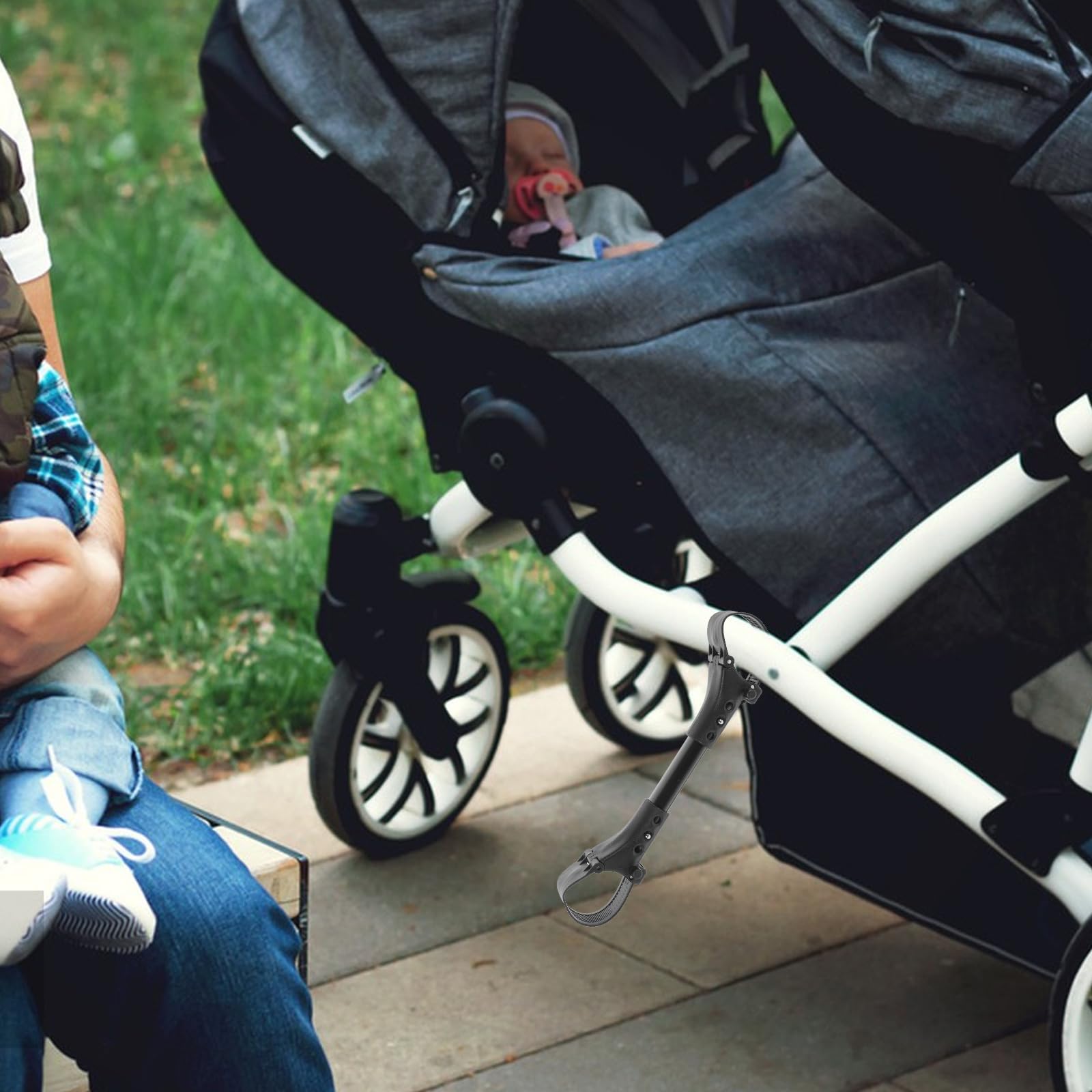 Totority 3pcs Twin Stroller Connector for Baby Universal Fits Umbrella Stroller Adapter for Home Use Adjustable Black,7.9×1.2in