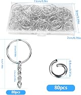 Didilor 80PCS Key Chain Rings & Open Jump Rings for DIY Crafts 25mm view 2