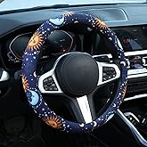 Astrology Sun Moon Celestial Steering Wheel Cover Auto Steering Wheel Protector, Anti-Slip, Breathable, Absorbing Sweat, Universal Car Accessories 14.5–15 inch,Fit for Most Car, Trucks, SUV
