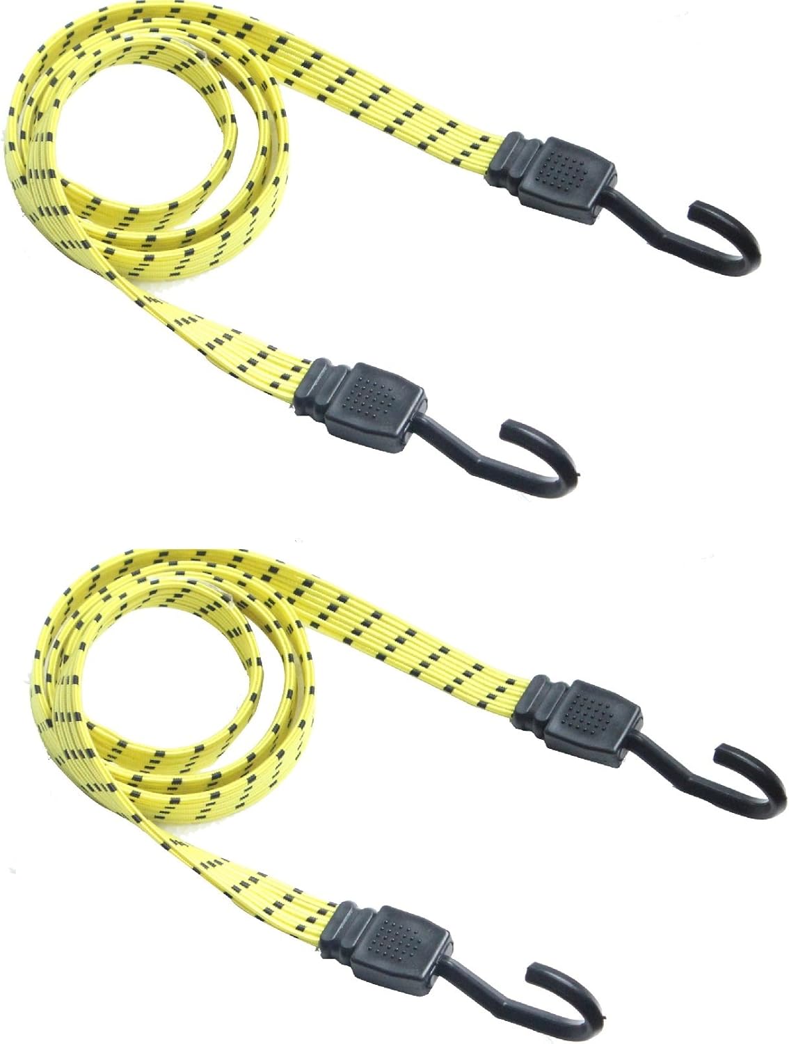 Cartman Ultra 48" Black/Yellow Flat Bungee Cord, 2pk x 48": Kitchen & Dining