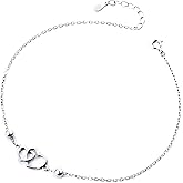 DAOCHONG Anklet for Women S925 Sterling Silver Adjustable Foot Heart Lotus Infinity Moon Srars Flower Pearl Multilayer Layered Ankle Bracelet Beach Jewelry