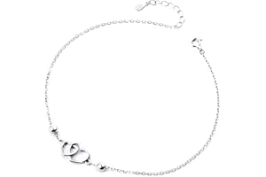 DAOCHONG Anklet for Women S925 Sterling Silver Adjustable Foot Heart Lotus Infinity Moon Srars Flower Pearl Multilayer Layered Ankle Bracelet Beach Jewelry