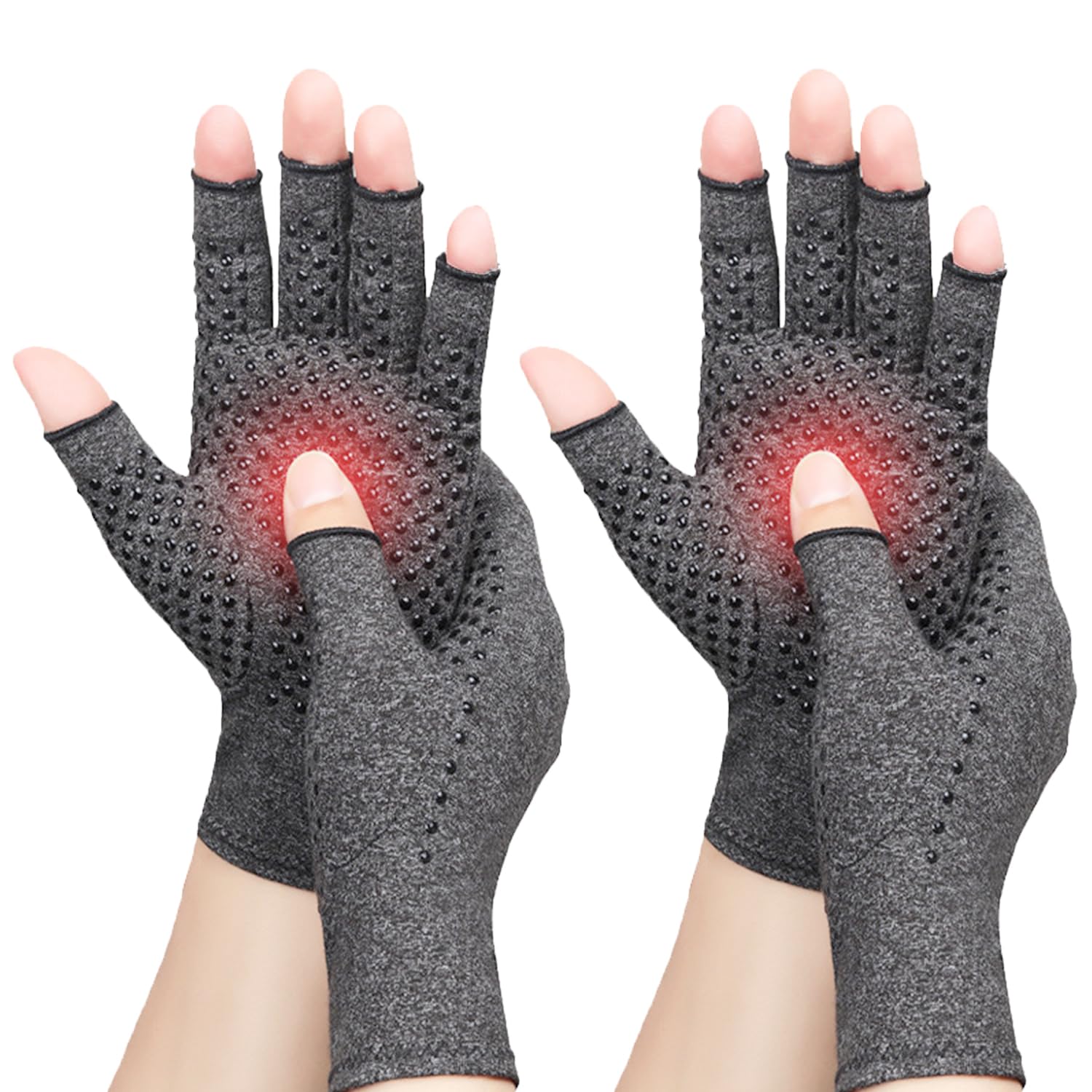 RZJZGZ 2 Pairs Compression Gloves for Arthritis, Carpal Tunnel Gloves, Arthritis Glove for Women & Men, Hand Support for Arthritis Relief, Grey (S)
