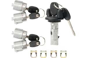 Dilomber Ignition Switch Cylinder and Door Lock Cylinders Key Kit Compatible with Chevy Express 1500 2500 3500 Van/for GMC Savana 1500 2500 3500 Van, 2001-2007#Replace 704600 706591