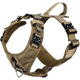 ICEFANG Dog Halter Harness with Metal Buckles,Dog Strap Vest for Large Dogs | Control Handle,Summer-Cooling,Reflective,Front Hook,Adjustable,Soft Padded,No Pull,Brown,Large