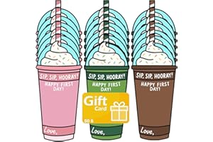 Dreasmt Happy First Day of School Coffee Espresso Gift Card Holder, Sip Sip Hooray Coffee Card Holder Back to School Beginning of School Year Gift Party Favors