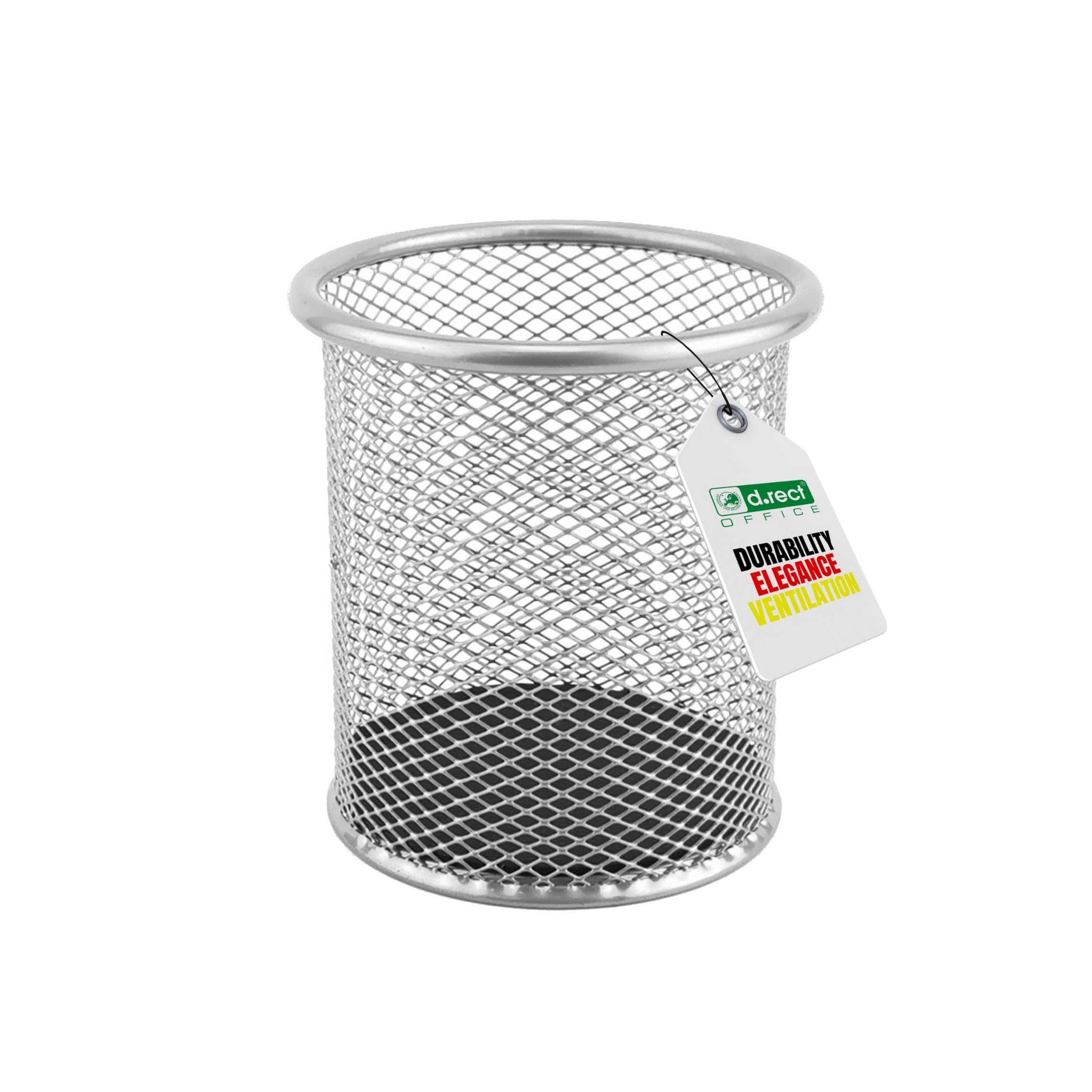 D.RECT Metal Pen Holder Round Wire Metal Mesh Multifunctional Cup for Ballpoint Pen Diameter 91 mm Silver Silver Colours, 110484 — image 1