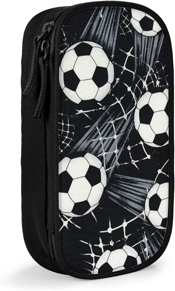 Pencil Case Football Creative Pattern Black Big Capacity Pen Case Desk