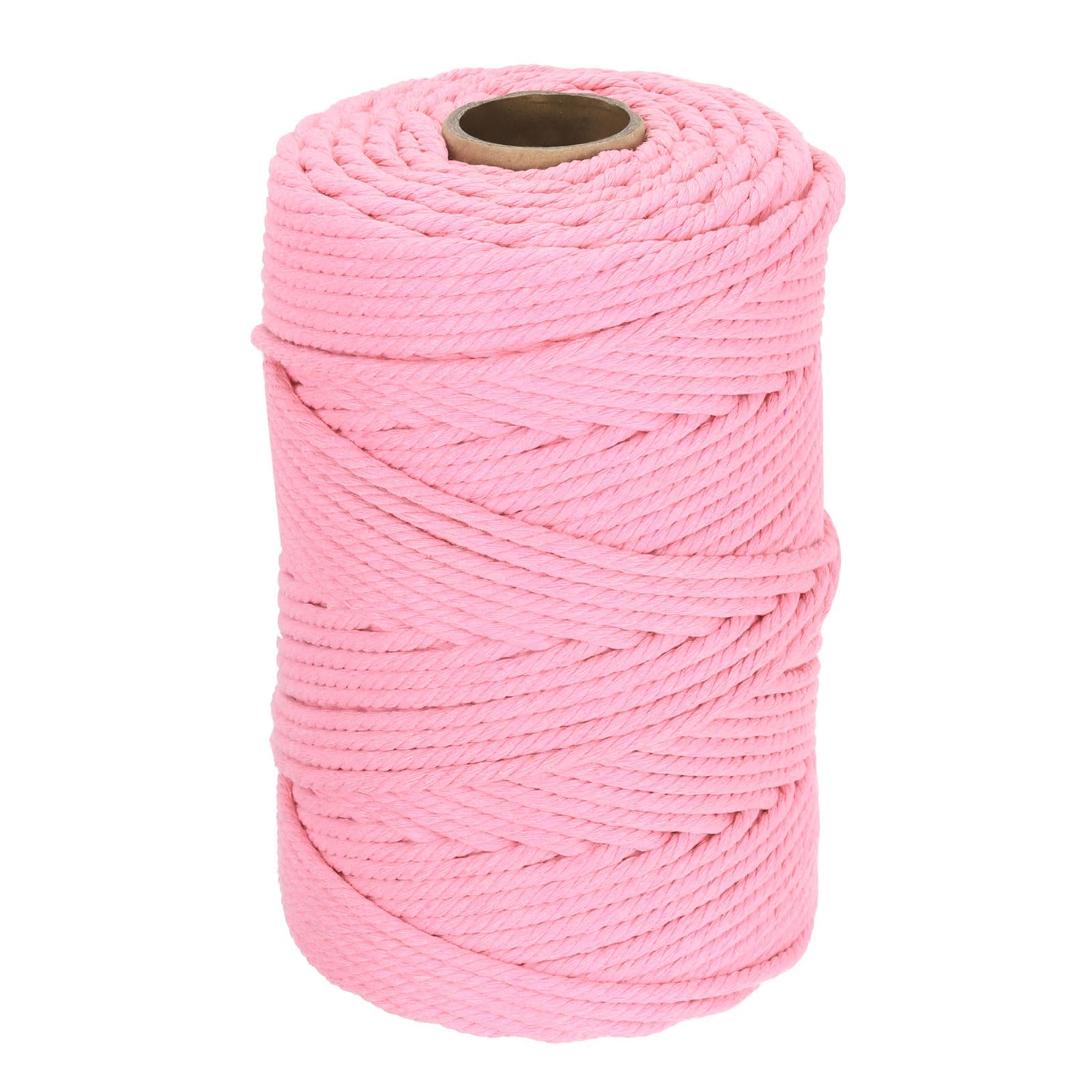 DMiotech 5mm x 150M (164 Yard) Peach Pink Natural Cotton Macrame Rope, Wall Hanging Handmade Single Strands Twisted Macrame Cotton Cord for Plant Hangers, Gift Wrapping Wedding