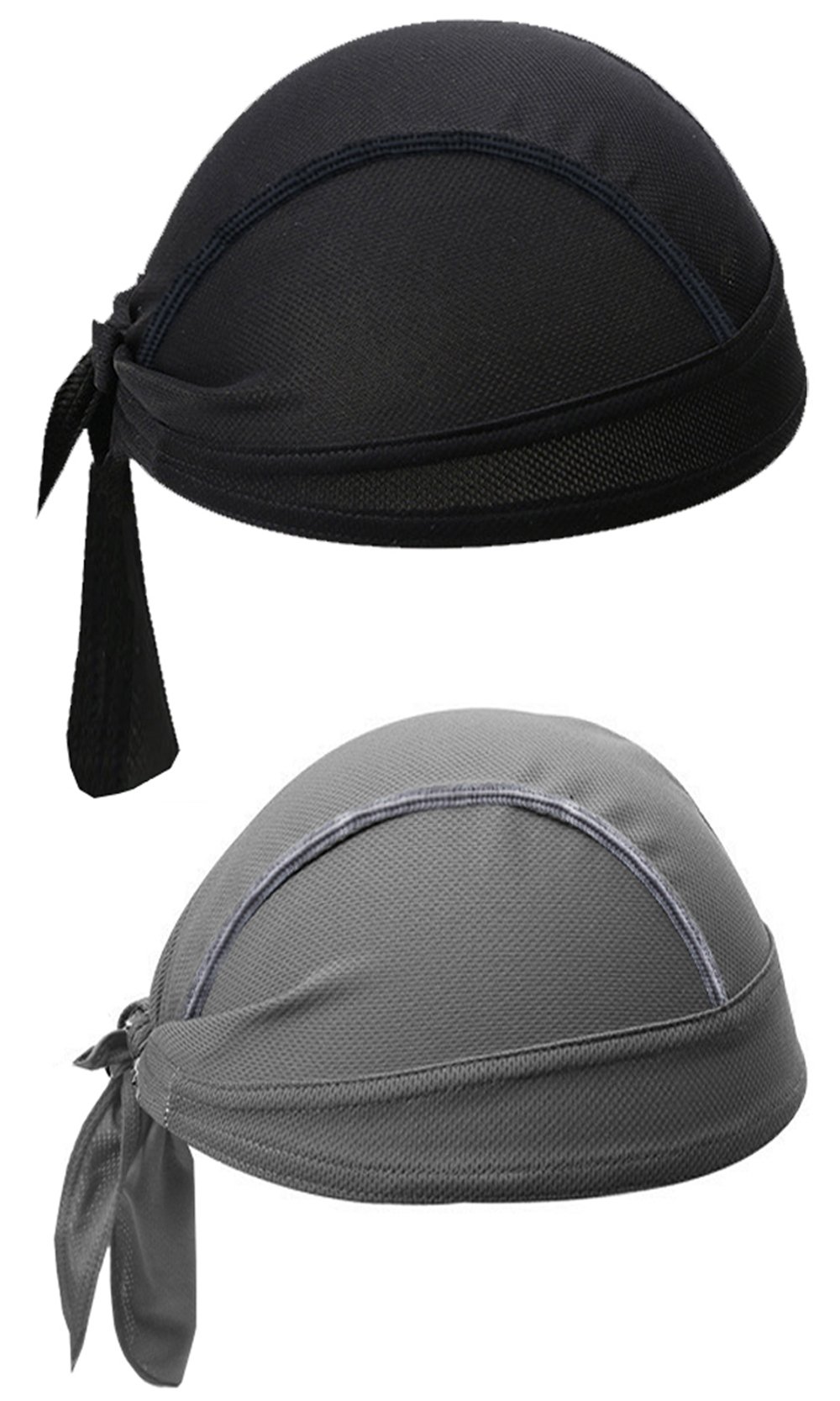 Sunland Moisture Wicking cycling head wraps Breathable Beanie Hip Hop Head Scarves Caps Face Wrap Bandana Cycling Motorcycle Sports Pirate Scarf Hat UV Protection Black and Grey