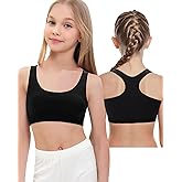 iMuchic Girls Racerback Sports Bra, Built -Up Stretch Crop Undershirt Seamless Training Bra in Everyday Colors for Teens