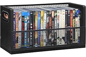 Salajory CD DVD Storage Rack 2-Pack with Handles, Holds 28 DVD or 32 Blu-ray Cases per Rack | Portable DVD Case Holder for De