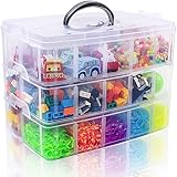 SGHUO 3-Tier Stackable Storage Container Box with 30 Compartments, Plastic Organizer Box for Arts and Crafts, Toy, Fuse Beads