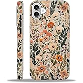 SKAMIX Case for iPhone 16,Shockproof TPU Bumper Drop Protection Hybrid 2-Layer Hard Cover for iPhone 16-Dark Embroidery Flower