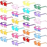 Matcheck 24/48 Heart/Star Shaped Sunglasses Kids Rimless Party Glasses Transparent Colored Funny Boy/Girls Birthday Favors