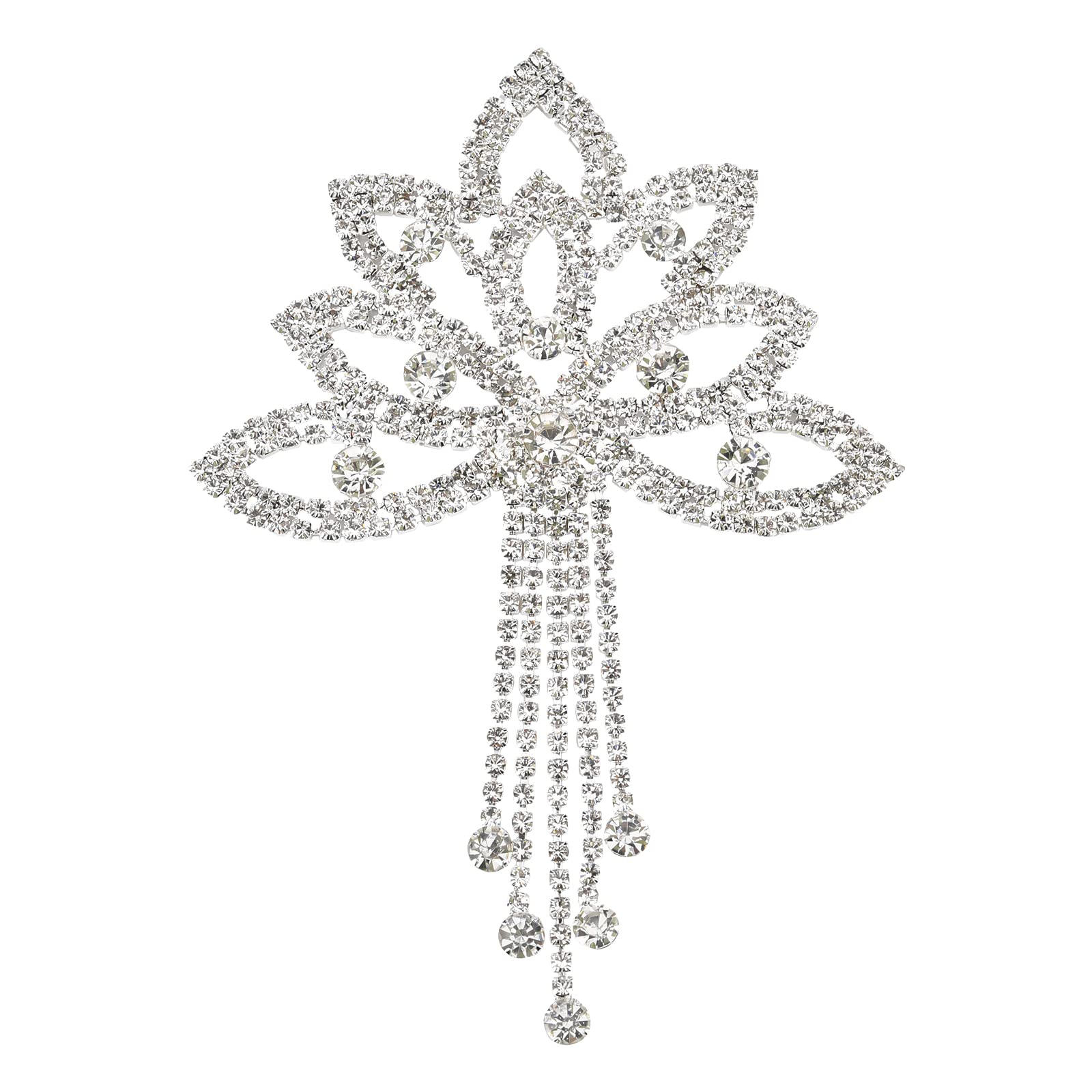 FINGERINSPIRE Tassel Rhinestone Applique Crystals Decoration Silver Crystals for Gown, Dress, Headpiece, Shoes, Bags, DIY Craft