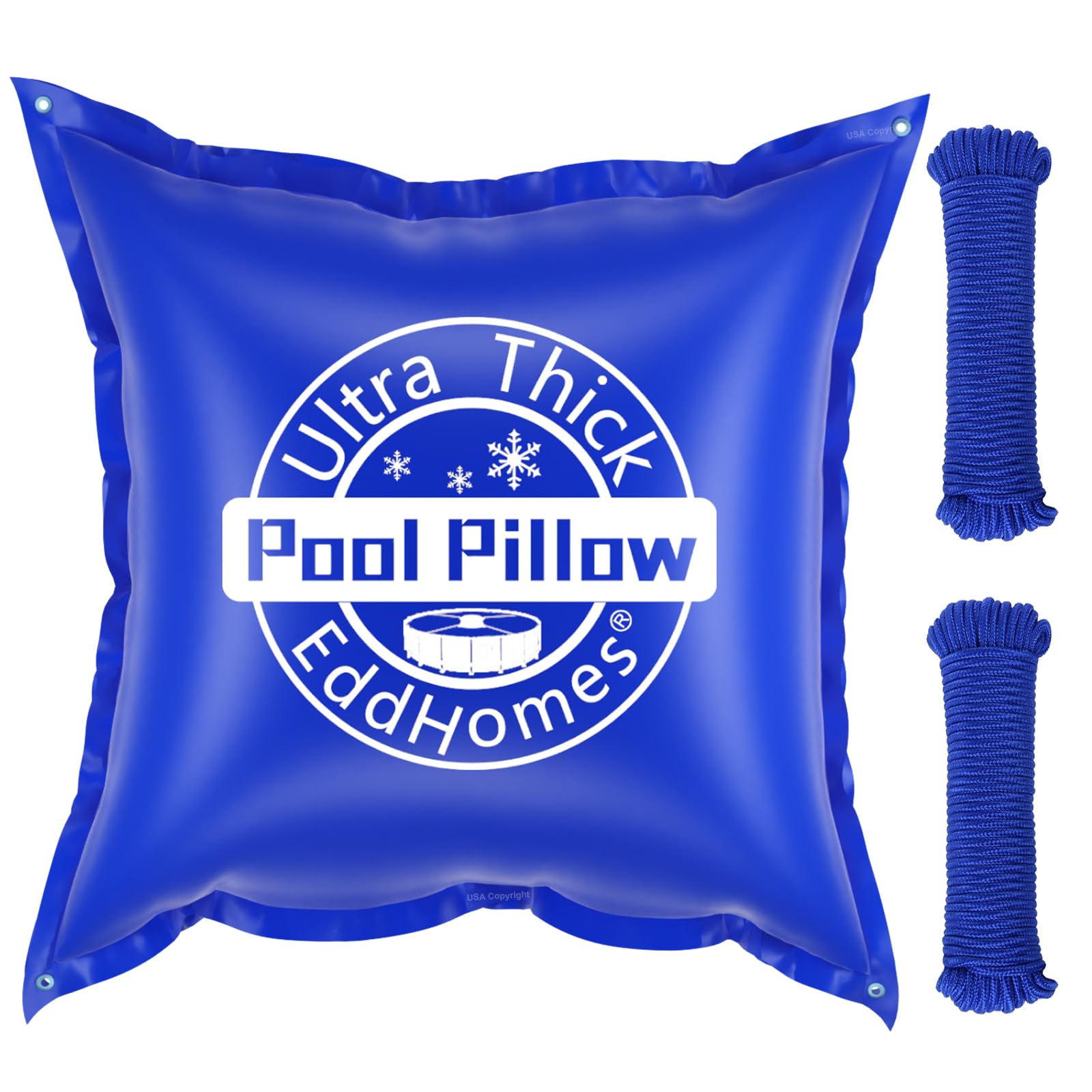 Photo 1 of 4x4ft Pool Pillow for Above Ground Pools, 0.5mm Extra Thick & Strong Cold-Resistant Poo l Pi llows for Closing Winter, Pool Pillow for Winterizing to Last All Season(with 33ft Rope)