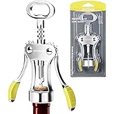 Stainless Steel Wing Corkscrew Wine Opener, Waiters Corkscrew Cork and Beer Cap Bottles Opener Remover, Used in Kitchen Resta