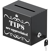 Uniclife 6"x 4" x 5" Metal Lockable Tip Jar for Bartenders with Lock | Metal money storage container with lock works as tip jar, tip bucket, donation &amp; suggestion box for bars, restaurants, cafes