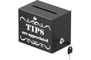 Uniclife Metal Tip Jar for Bartenders, 6" x 4" x 5", Tips Jar Tip Box with Lock, Tip Bucket Money Storage Container Cash Collection Boxes for Bars Restaurants Cafes, Donation Box Suggestion Boxes
