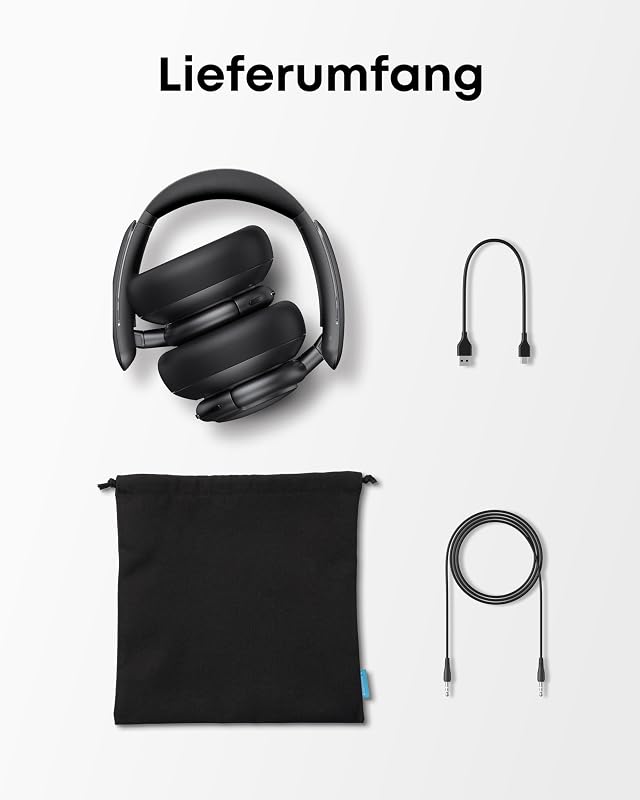 by Anker Q30 Bluetooth Kopfhörer, Hybrid Active Geräuschisolierung, Individuelle Modi, Hi-Res Sound, EQ in App, 40h Akku, bequemer Halt, Verbindung von 2 Geräten (Schwarz)