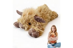 3 Pounds Highland Cow Weighted Stuffed Animals with Unscented Microwavable Heating Pad, for Adult
